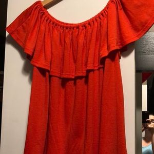 Orange off the shoulder shirt